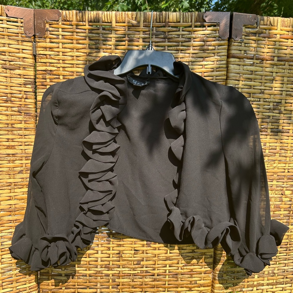 Elegant Black Ruffled Women's jacket